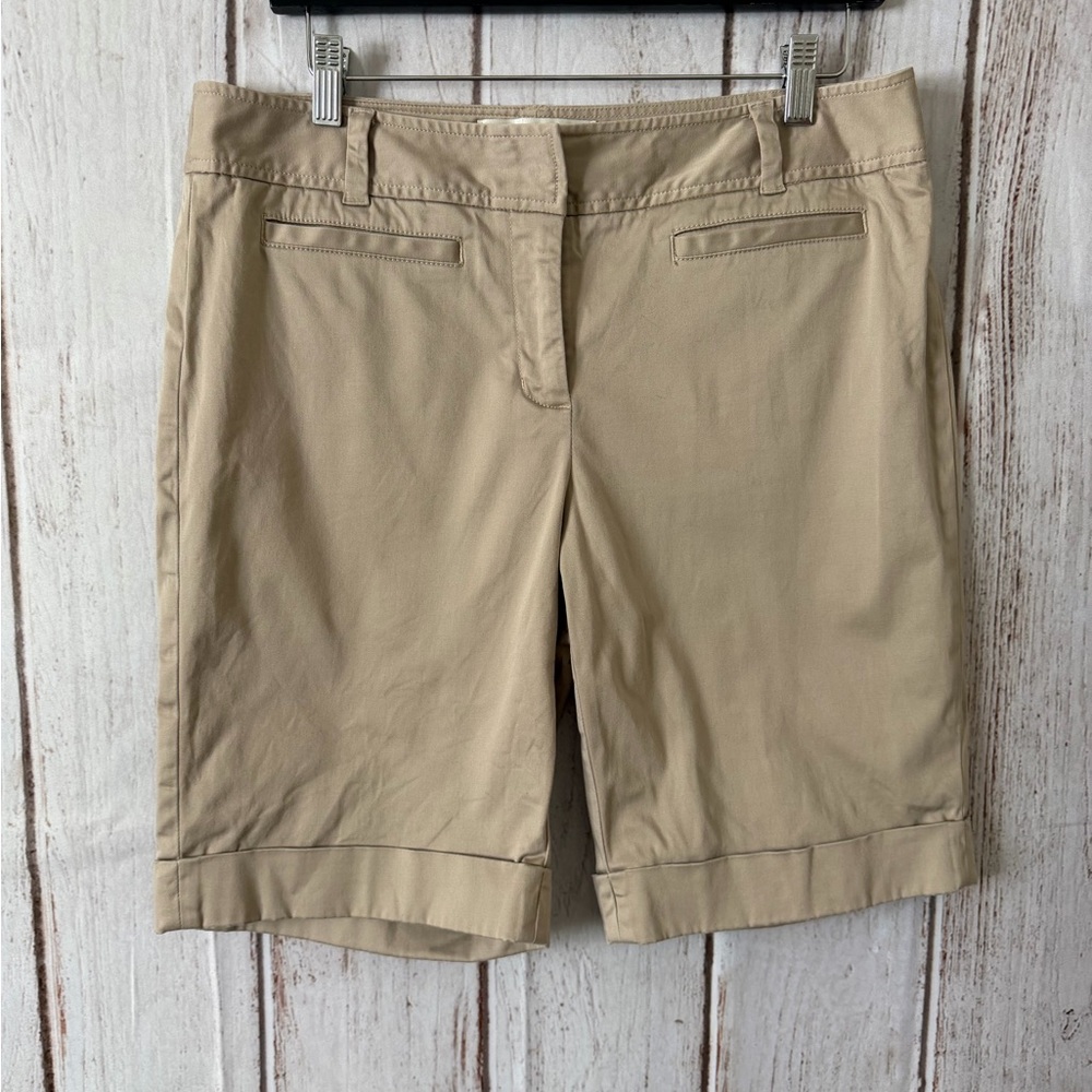 Liz Claiborne New York Jackie Khaki Bermuda Shorts with Rolled Hem Size 12